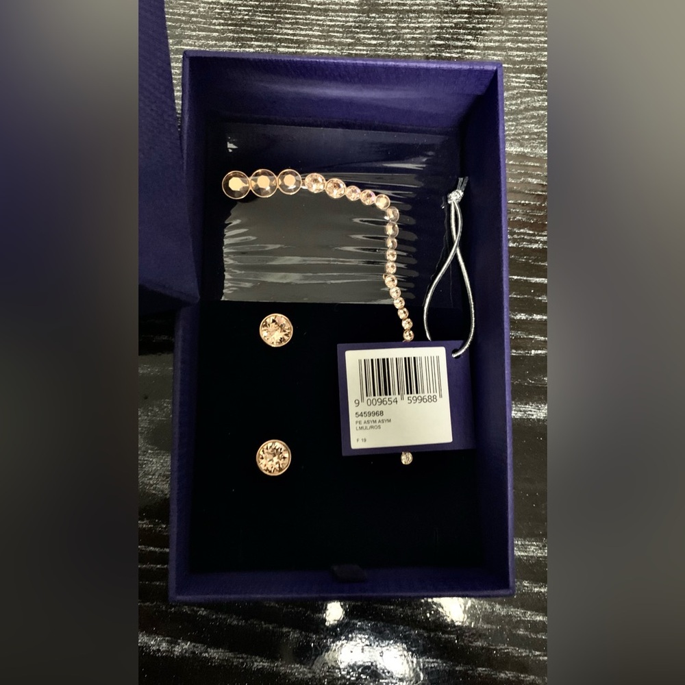New in box Swarovski Ocean View Pierced
Earrings Set, Rose Gold Plating 2 in 1